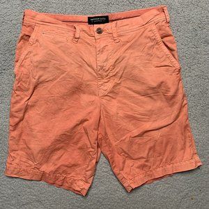 American Eagle Extreme Flex Shorts‎ Mens 31 x 9 Washed Red Slim Chino Distressed